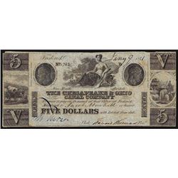 1841 $5 The Chesapeake & Ohio Canal Company Obsolete Note