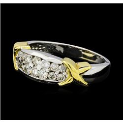 0.62 ctw Diamond Ring - 14KT White Gold with Yellow Gold Plating