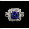 Image 2 : 14KT White Gold 2.93 ctw Tanzanite and Diamond Ring