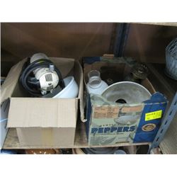 1 ELECTRIC MIXER, ELECTRIC LAMP WITH GLASS SHADES-5