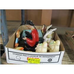1 FLAT OF CHINESE CHALK WARE FIGURINES, ETC
