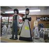 Image 1 : 1 2 WOODEN PILGRIM FIGURINES & 6 GLASS MILK CONTAINERS