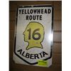Image 1 : 1 METAL YELLOW HEAD ROUTE 16 ALBERTA SIGN