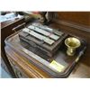 Image 1 : 1 3 BAR XYLOPHONE WITH WOOD SERVING TRAY & BRASS CUP