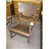 Image 1 : 1 ROCKING CHAIR WITH CARVINGS & SPINDLES