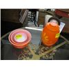 Image 1 : 1 5 FIREKING ORANGE MIXING BOWLS, ORANGE/YELLOW COOKIE JAR