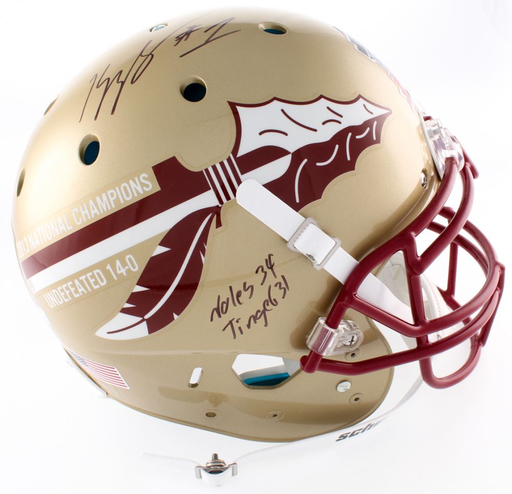 Kelvin Benjamin Signed Florida State Seminoles 2013 Bcs Championship Logo Full Size Helmet Inscribed
