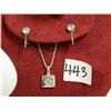 925 STERLING SILVER 24IN CHAIN/SQUARE CRYSTAL PENDANT 6.7G/RINESTONE SCREW BACK STUD EARRINGS 1.9G