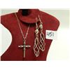 Image 1 : 925 STERLING SILVER 16 IN CHAIN/CROSS PENDANT 5.1G/SPIRAL EARRINGS 6.8G