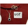Image 1 : 925 STERLING SILVER 16 IN CHAIN/PURPLE CRYSTAL STONE PENDANT 2.2G/TRI CIRCLE EARRINGS 1.2G