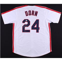 Corbin Bernsen Signed "Major League" Indians Jersey Inscribed "Dorn" (JSA COA)
