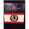 Image 1 : BOBBY HULL, GLENN HALL, J.TOEWS, D.KEITH AUTOGRAPHED CHICAGO BLACK HAWKS 20" X 20" CANVAS ART