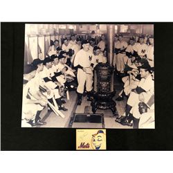 YOGI BERRA AUTOGRAPHED INDEX CARD W/ JSA COA & NY YANKEES 16" X 20" PHOTO