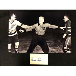 MAURICE RICHARD AUTOGRAPHED INDEX CARD WITH 11" X 14" BLACK & WHITE PHOTO W/ JSA COA