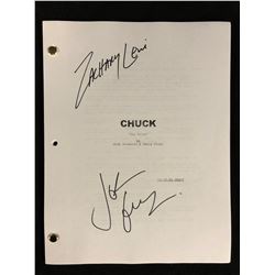 CHUCK "THE PILOT" AUTOGRAPHED TELEVISION DRAFT BY ZACHARY LEVI & JOSHUA GOMEZ