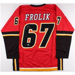 Michael Frolik Signed Flames Jersey (Beckett COA)