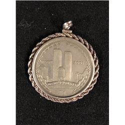 911  TWIN TOWERS  $1.00 COIN IN A STERLING SILVER BEZEL