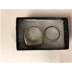 1 MEN AND 1  WOMEN STERLING SILVER RINGS WITH STONES