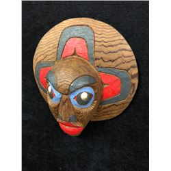 SIGNED NATIVE ART WOODEN WALL MASK (6")