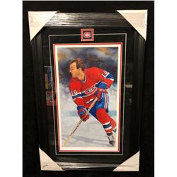 GUY LAFLEUR SIGNED 24" X 36" FRAMED PAINTING BY GLEN GREEN