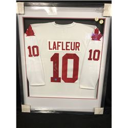 GUY LAFLEUR AUTOGRAPHED TEAM CANADA JERSEY W/ COA (FRAMED 32" X 42")
