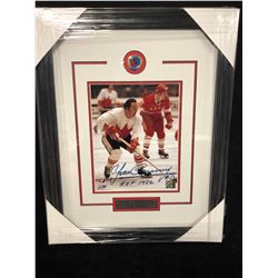 YVAN COURNOYER AUTOGRAPHED 16" X 20" FRAMED PHOTO INSCRIBED H.O.F 1982 W/ COA