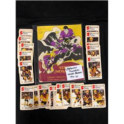 SILVERWOOD DAIRIES CANUCKS PLAYERS HOCKEY CARD LOT W/ 1971-72 EDMONTON MONARCHS HOCKEY PROGRAM