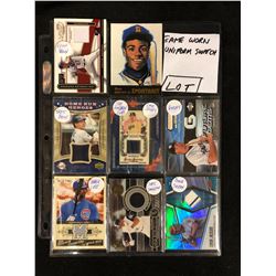 BASEBALL GAME WORN JERSEY TRADING CARDS LOT