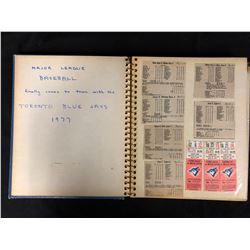 1977 TORONTO BLUE JAYS SCRAPBOOK (40+ GAME TICKETS INCLUDING 1ST SERIES)