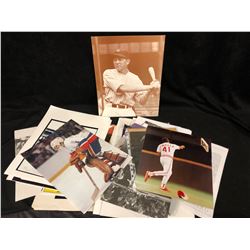 SPORTS PHOTO'S & CLIPPINGS LOT (RUTH, FRAMED PETE ROSE & MORE)
