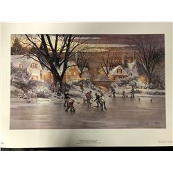 LIMITED EDITION "HOME TOWN HOCKEY" 20" X 26" PRINT BY DOUGLAS LAIRD (1088/1950)
