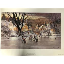 LIMITED EDITION "HOME TOWN HOCKEY" 20" X 26" PRINT BY DOUGLAS LAIRD (1087/1950)