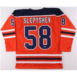 Anton Slepyshev Signed Oilers Jersey (Beckett COA)
