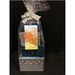 TREAT TOWER (4 VARIETIES -STARLIGHT MINTS, CHOCOLATE CHIP COOKIES, KETTLE CORN, KRINGELS PUFF PASTRY