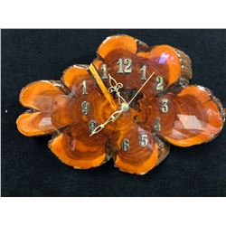 WOOD BURL WALL CLOCK (14" X 10")