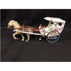 VINTAGE METAL HORSE & CARRIAGE