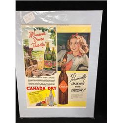 1946 CANADA DRY MATTED ADVERTISING PRINT (12" X 16")