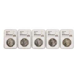 Lot of (5) 1883-O $1 Morgan Silver Dollar Coins NGC MS64