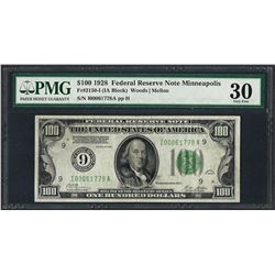 1928 $100 Federal Reserve Note Minneapolis Fr.2150-I PMG Very Fine 30