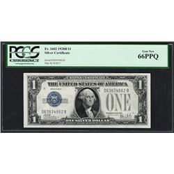 1928B $1 Funnyback Silver Certificate Note Fr.1602 PCGS Gem New 66PPQ