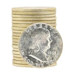 Roll of (20) 1963 Brilliant Uncirculated Franklin Half Dollar Silver Coins