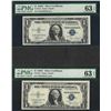 Image 1 : Lot of (2) Consecutive 1935C $1 Silver Certificate Notes PMG Choice Uncirculated