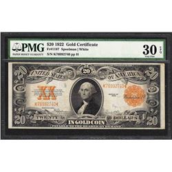 1922 $20 Gold Certificate Note Fr.1187 PMG Very Fine 30EPQ