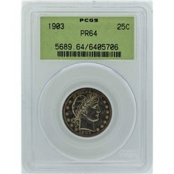 1903 Barber Silver Proof Quarter Coin PCGS PR64