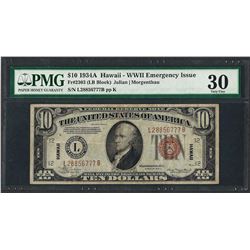 1934A $10 Hawaii Federal Reserve WWII Emergency Note Fr.2303 PMG Very Fine 30