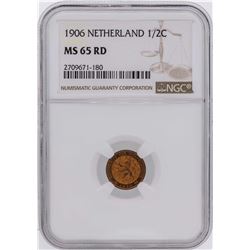 1906 Netherland 1/2 Cent Coin NGC MS65RD