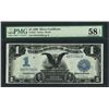 Image 1 : 1899 $1 Black Eagle Silver Certificate Note Fr.233 PMG Choice About Uncirculated