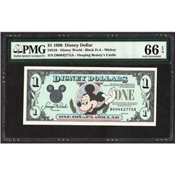 1990 $1 Disney Dollars Note PMG Gem Uncirculated 66EPQ