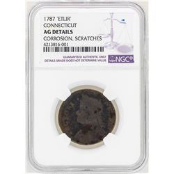 1787 Etlir Connecticut Colonial Copper Coin NGC AG Details