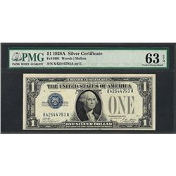 1928A $1 Funnyback Silver Certificate Note Fr.1601 PMG Choice Uncirculated 63EPQ